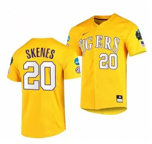Men's LSU Tigers Custom Gold 2023 College World Series Stitched Baseball Jersey Men's LSU Tigers Custom Gold 2023 College World Series Stitched Baseball Jersey